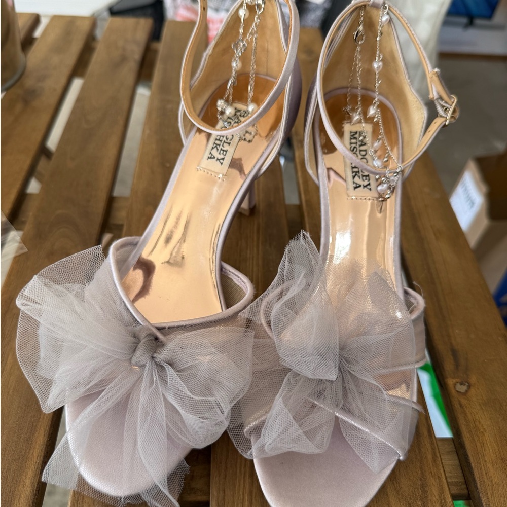Badgley Mischka Lavender Heels with Tulle Bow